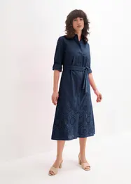 Skjortklänning med hålbroderi, bonprix