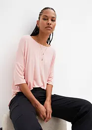 Fyrkantig T-shirt med båtringning i mjuk viskosmix, bonprix