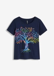 T-shirt med tryck i ekologisk bomull, RAINBOW