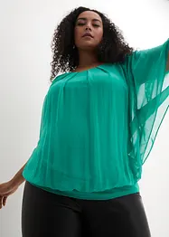 Chiffongblus med linne, bonprix