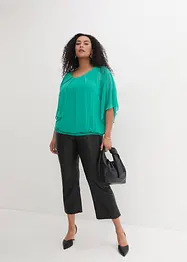 Chiffongblus med linne, bonprix