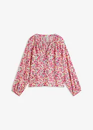 Blus i strukturviskos med blommigt print, bonprix