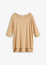 Fyrkantig T-shirt med båtringning i mjuk viskosmix, bonprix