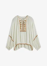 Blus med broderi i tyg med struktur, bonprix