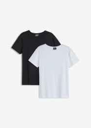 Ribbstickad T-shirt i ekologisk bomull (2-pack), bpc bonprix collection
