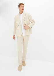 Kostym i linne (2 delar): Dubbelknäppt kavaj och byxa, Regular Fit, bpc selection