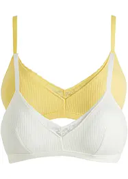 Vadderad bralette utan bygel med ekologisk bomull (2-pack), bonprix