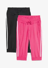 Bomullsjoggingbyxa i caprimodell (2-pack), bonprix