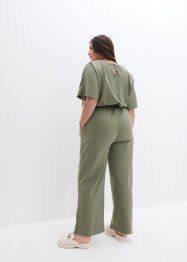 Jersey-jumpsuit med rynkad detalj på ärmarna och vida ben, bpc bonprix collection