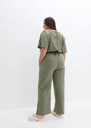 Jersey-jumpsuit med rynkad detalj på ärmarna och vida ben, bonprix