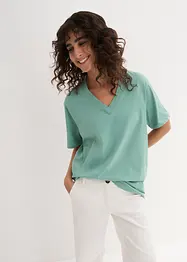 Vid lång topp med V-ringning (5-pack), kortärmad, bonprix