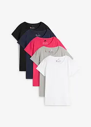 T-shirt med rund halsringning (5-pack), kortärmad, bonprix