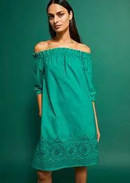 Off shoulder-klänning i ren bomull, bonprix