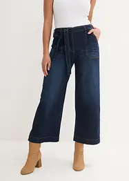 Jeans med vida ben, High Waist och resårlinning, cropped, bonprix