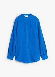 Oversize-muslinblus i bomull, lång modell med slits i sidan, bonprix