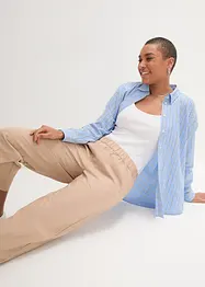 Ankellång linnebyxa med bekväm High Waist, Loose Fit, bonprix