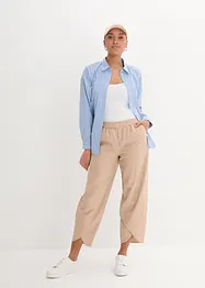 Ankellång linnebyxa med bekväm High Waist, Loose Fit, bonprix