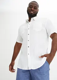 Kortärmad skjorta med krinklad look i ren bomull, bonprix