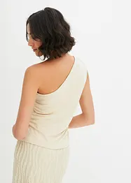 One shoulder-linne med rynk, bonprix