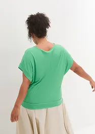 Ribbad topp med fladdermusärmar, bonprix