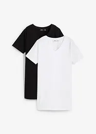 Lång topp med V-ringning (2-pack), bonprix
