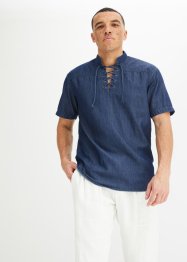 Kortärmad jeansskjorta med snörning, John Baner JEANSWEAR