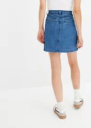 Veckad minikjol i denim, bonprix