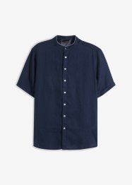 Kortärmad linneskjorta med ståkrage, bonprix