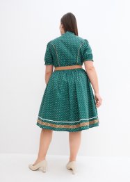 Knälång folkdräktsinspirerad klänning med skärp (2 delar), bpc bonprix collection