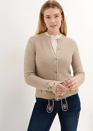 Snygg folkdräktsinspirerad cardigan med broderi, bonprix