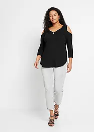 Cold shoulder-topp i följsam viskos, bonprix