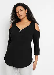 Cold shoulder-topp i följsam viskos, bonprix