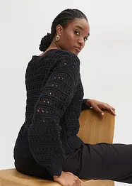 Cardigan med hålmönster av ren bomull, bonprix