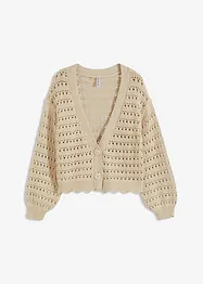 Cardigan med hålmönster av ren bomull, bonprix