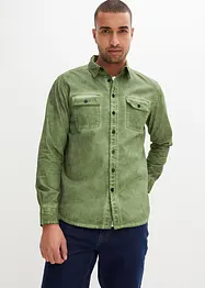 Långärmad bomullsskjorta med tvättad look, bonprix