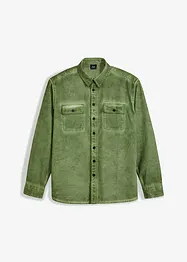 Långärmad bomullsskjorta med tvättad look, bonprix