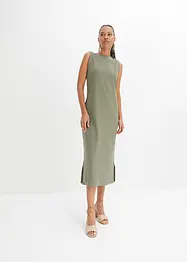 Ribbad jerseyklänning med sprund och bomull, bonprix