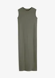 Ribbad jerseyklänning med sprund och bomull, bonprix