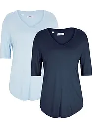 Lång topp i mjuk viskos (2-pack), bonprix