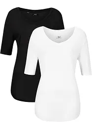 Lång topp i mjuk viskos (2-pack), bonprix