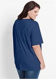 Vid lång topp med V-ringning (5-pack), kortärmad, bonprix