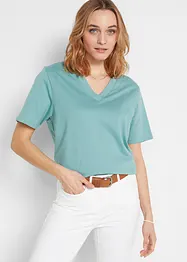 Vid lång topp med V-ringning (5-pack), kortärmad, bonprix