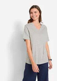 Vid lång topp med V-ringning (5-pack), kortärmad, bonprix