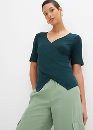 T-shirt med omlottlook i viskosmix, bonprix