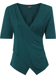 T-shirt med omlottlook i viskosmix, bonprix