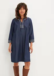 Jeansklänning med broderi, bonprix