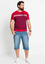 Långa jeansbermudas i cargomodell av tunt material, Relaxed Fit, bonprix
