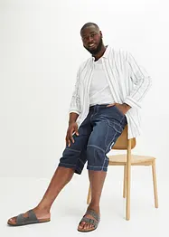 Långa jeansbermudas i cargomodell av tunt material, Relaxed Fit, bonprix