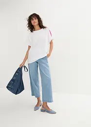 T-shirt av ekologisk bomull med neonfärgade ränder, bonprix