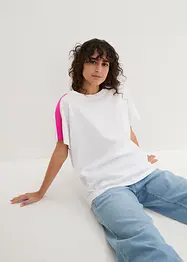T-shirt av ekologisk bomull med neonfärgade ränder, bonprix
